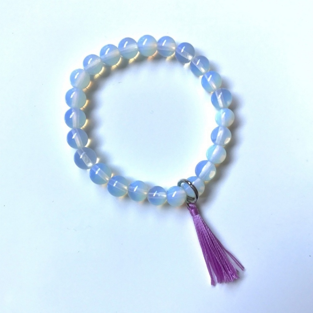 Opalite mala bead bracelet with tassel